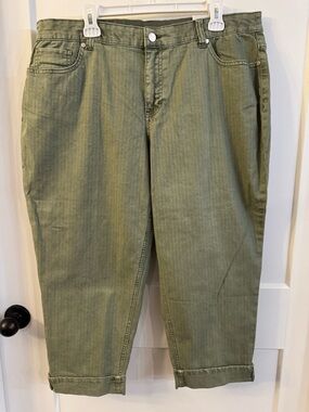CJ Banks Olive Green Cropped Jeans